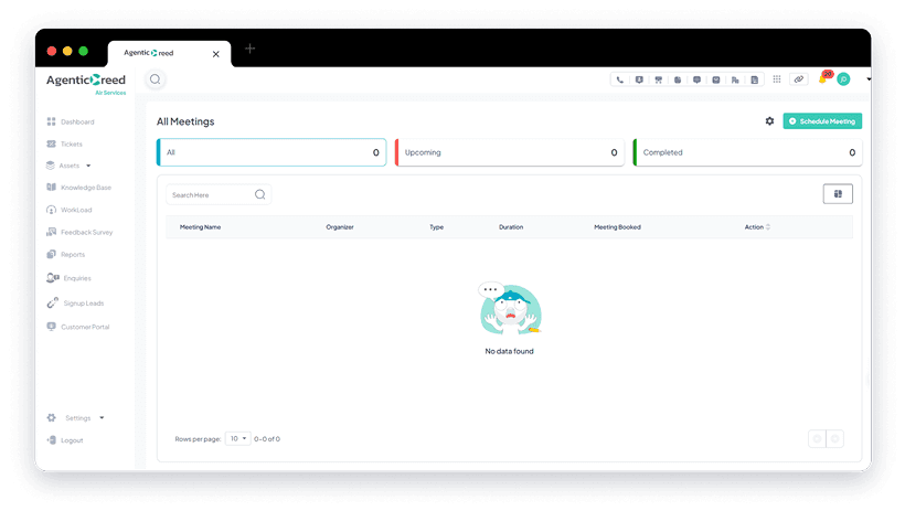 Agentic Creed Meetings Platform Dashboard